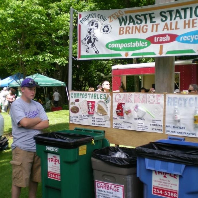 food scrap collection 1 people at a food scrap collection station